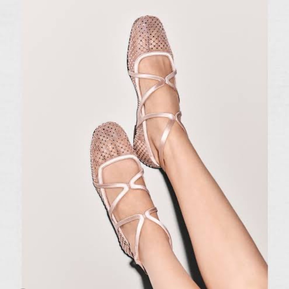 Jimmy Choo Beige Crystal ballerina flats